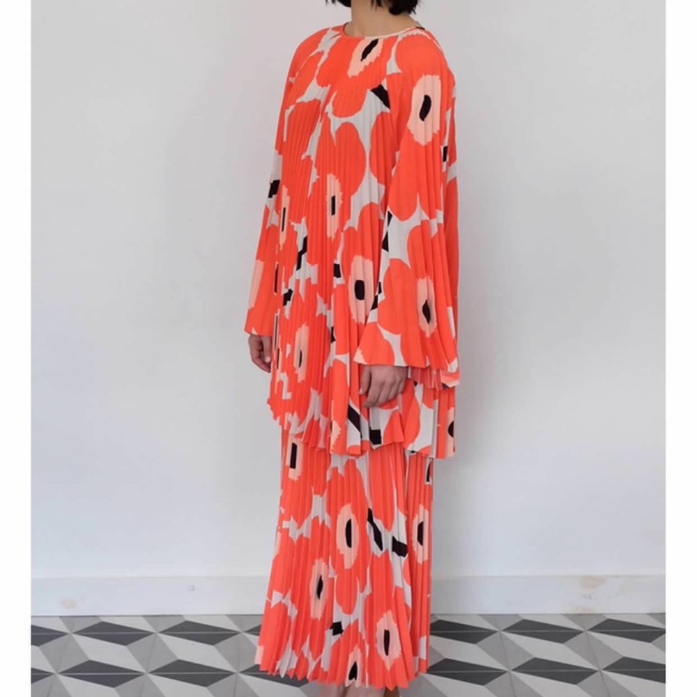 Marimekko Lepatus Pleated Unikko Print Tunic & Skirt Two-Piece Set Size XS - Picture 10 of 15